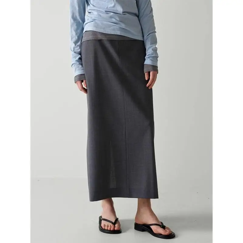 Maxdutti Minimalist Midi Skirt For Women 2026 High Waist Slim Fit Straiback Split A-line Skirt Grey Skirt Woman Clothing Faldas
Maxdutti Minimalist Midi Skirt For Women 2026 High Waist Slim Fit Straiback Split A-line Skirt Grey Skirt Woman Clothing Faldas