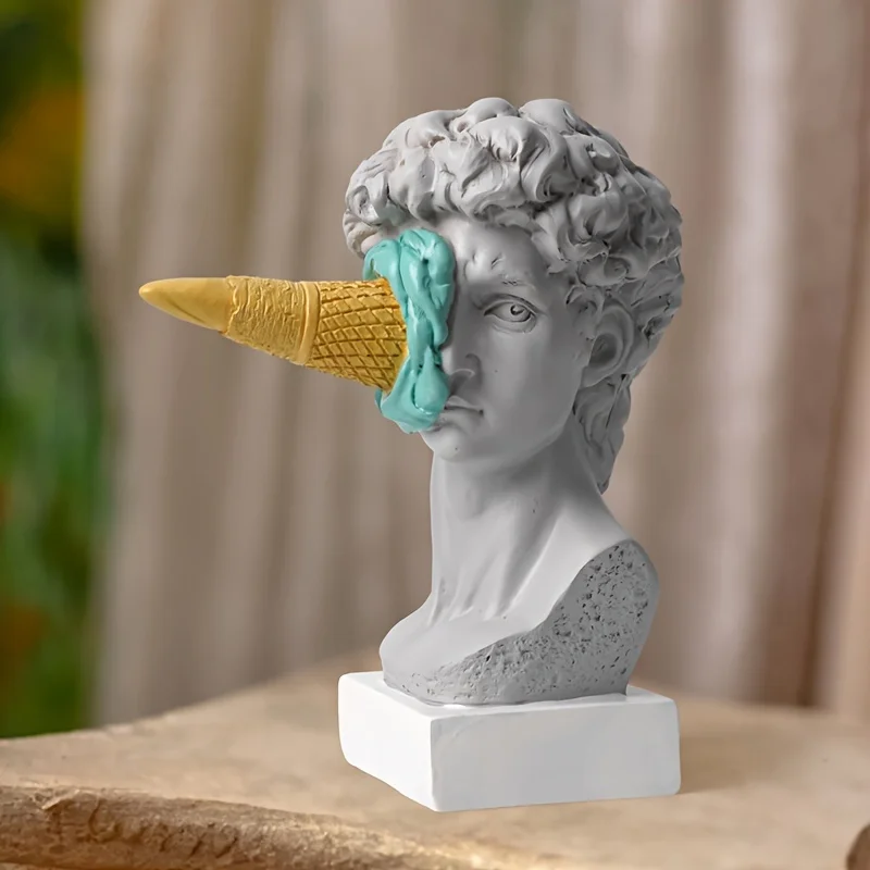 1PC Whimsical David Sculpture Figurine with Ice Cream Cone - Unique Modern European Decor Versatile Decoration for Various Room 
1PC Whimsical David Sculpture Figurine with Ice Cream Cone - Unique Modern European Decor Versatile Decoration for Various Room