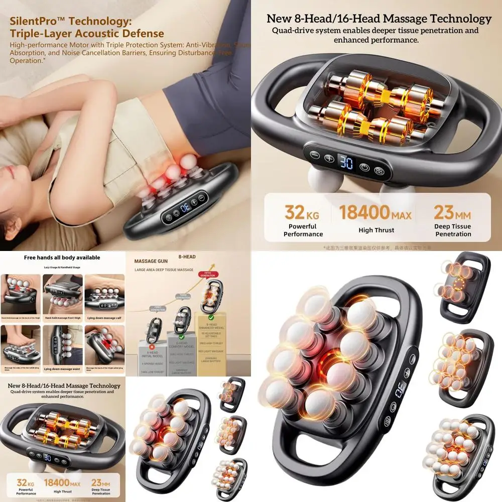 30-Level 8-Head Massager Set for Deep Tissue, Neck, Back, Shoulder, Leg Relief
30-Level 8-Head Massager Set for Deep Tissue, Neck, Back, Shoulder, Leg Relief