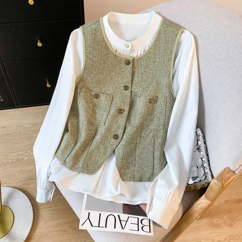 Новый женский осенний чайный стиль, повседневные модные темпераментные топы и жилеты, костюм из двух предметов
Новый женский осенний чайный стиль, повседневные модные темпераментные топы и жилеты, костюм из двух предметов
