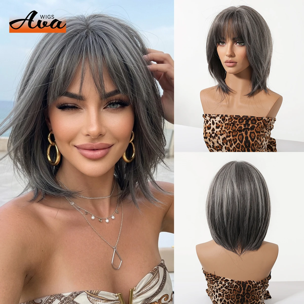 12 Inch Grey Layered Bob Wigs with Bangs for Women Synthetic Heat Resistant Straight Hair 7 Mesh Cap Breathable Adjustable Daily Party Cosplay Wigs
12 Inch Grey Layered Bob Wigs with Bangs for Women Synthetic Heat Resistant Straight Hair 7 Mesh Cap Breathable Adjustable Daily Party Cosplay Wigs