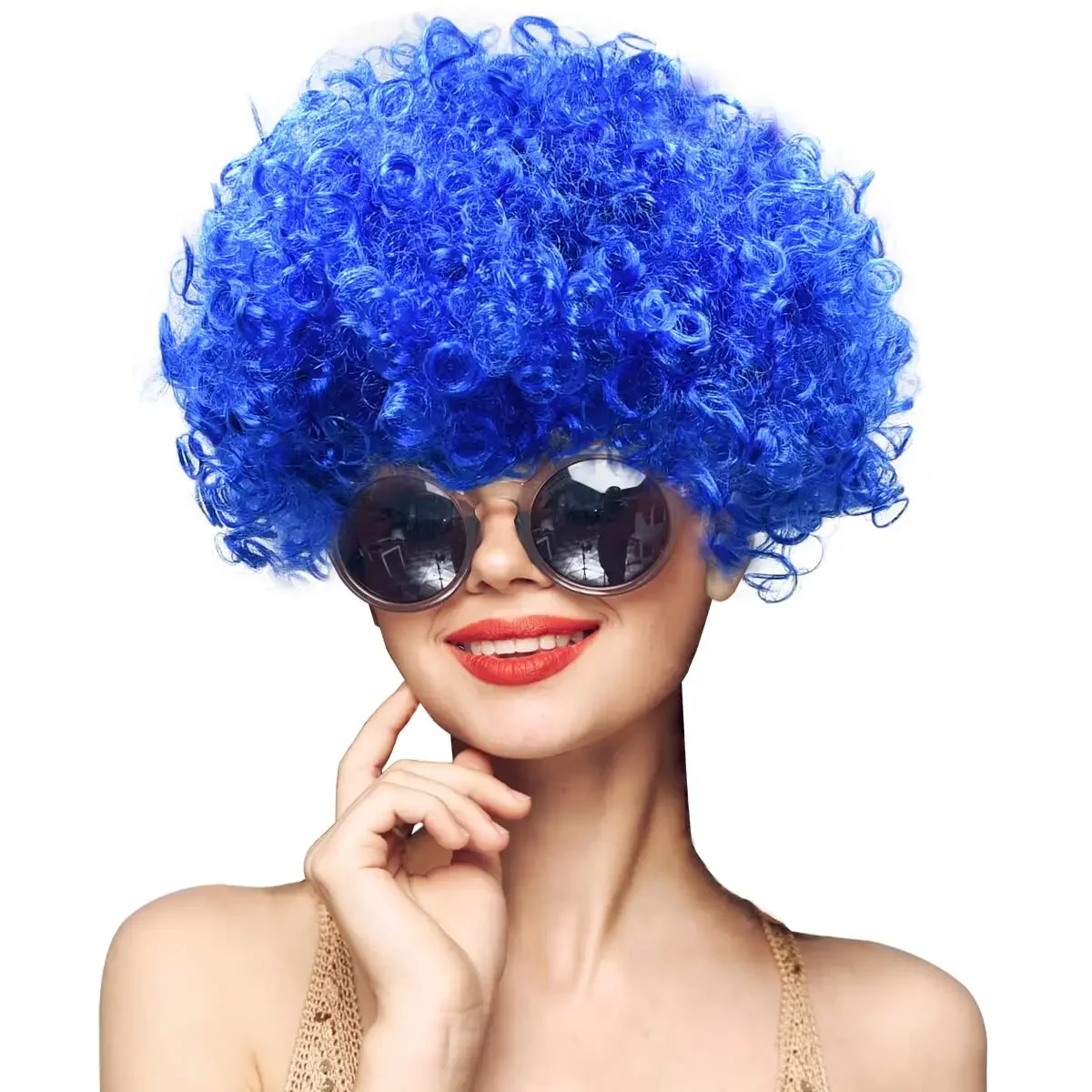 Synthetic Blue Short Kinky Afro Wigs-Women Men Fluffy Curly Disco Hippie Wig for Costume Cosplay Halloween Christmas Party
Synthetic Blue Short Kinky Afro Wigs-Women Men Fluffy Curly Disco Hippie Wig for Costume Cosplay Halloween Christmas Party