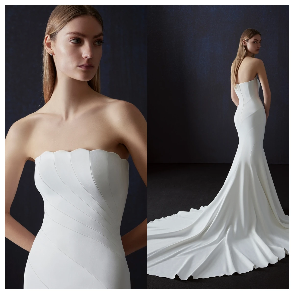 Customized Temperament White Satin Evening Dress Mermaid Strapless Sleeveless Celebrity Gowns High Quality Bridal Gowns
Customized Temperament White Satin Evening Dress Mermaid Strapless Sleeveless Celebrity Gowns High Quality Bridal Gowns