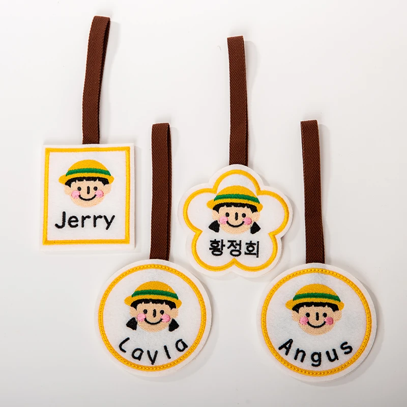 Customized Cartoon Round Felt Embroidery Name Tag Pendant Baby Personal Name Tag For Kids Hanging-On SchoolBag Luggage Label
Customized Cartoon Round Felt Embroidery Name Tag Pendant Baby Personal Name Tag For Kids Hanging-On SchoolBag Luggage Label