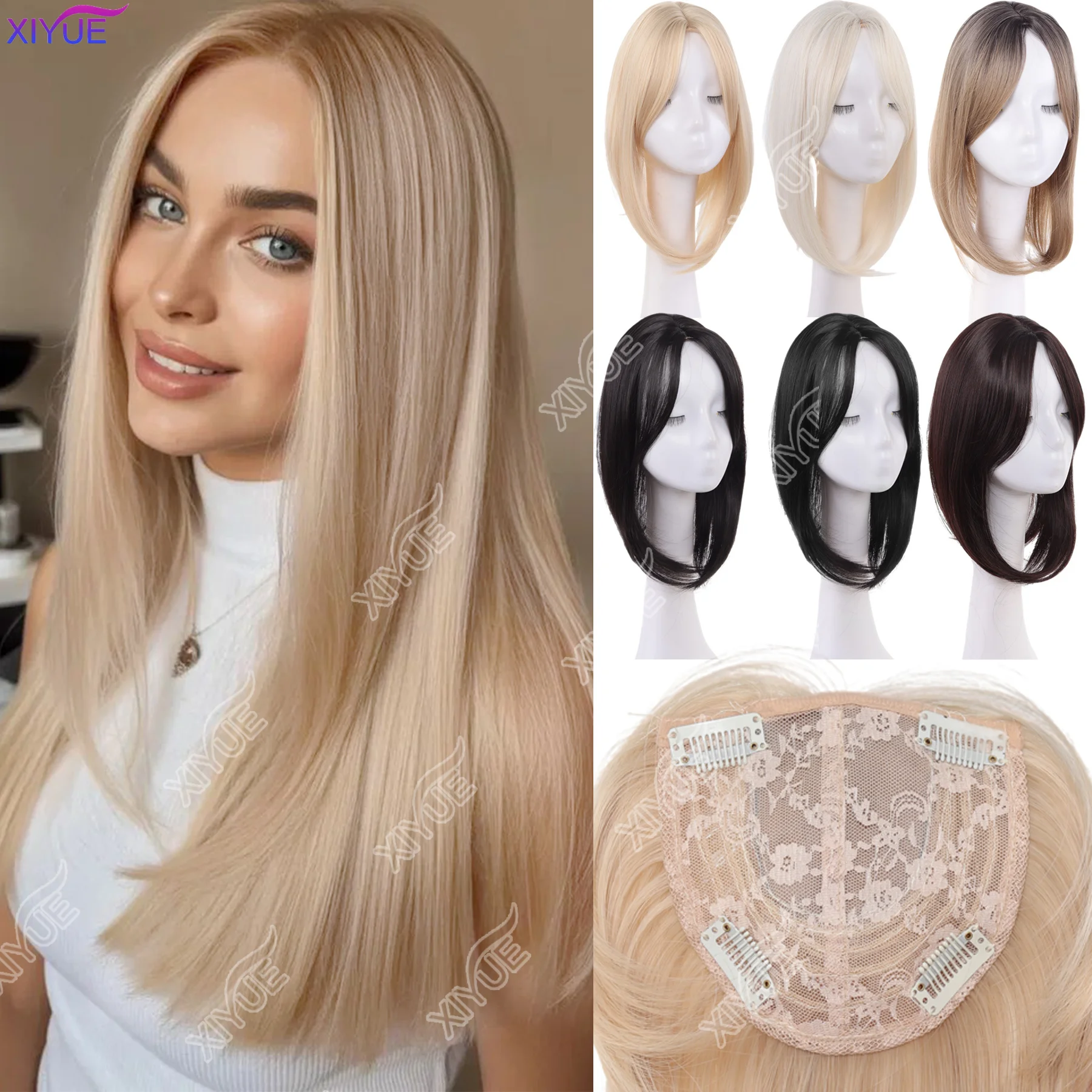 XIYUE Straight Synthetic Hair Toppers With 4 Clips Hair Extensions Natural Topper Hairpieces For Women with Bangs Natural Color
XIYUE Straight Synthetic Hair Toppers With 4 Clips Hair Extensions Natural Topper Hairpieces For Women with Bangs Natural Color
