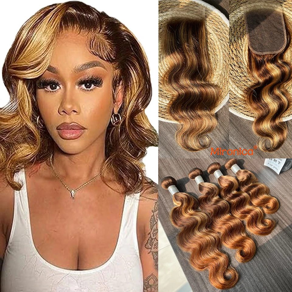 12A P4/27 Body Wave Highlight Bundles Human Hair 30 Inch 100% Unprocessed Raw Human Hair Extensions Honey Brown Color Remy Human Hair Bundles With 4X4 Body Wave Closure 100% Human Hair Brazilian Hair Double Weft Virgin Hair Weave Extensions
12A P4/27 Body Wave Highlight Bundles Human Hair 30 Inch 100% Unprocessed Raw Human Hair Extensions Honey Brown Color Remy Human Hair Bundles With 4X4 Body Wave Closure 100% Human Hair Brazilian Hair Double Weft Virgin Hair Weave Extensions