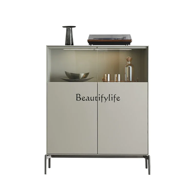 LItalian glass wine cabinet against the wall double door light luxury modern simple side cabinet
LItalian glass wine cabinet against the wall double door light luxury modern simple side cabinet