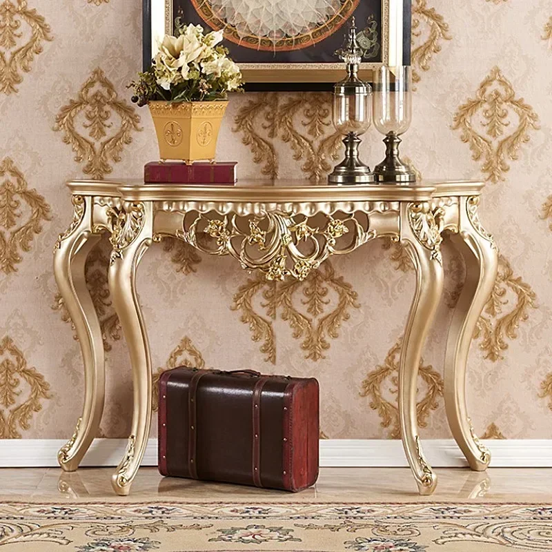 European-style entrance, all solid wood entry, foyer, semi-round table against the wall, decorative cabinet, American paint, ivo
European-style entrance, all solid wood entry, foyer, semi-round table against the wall, decorative cabinet, American paint, ivo