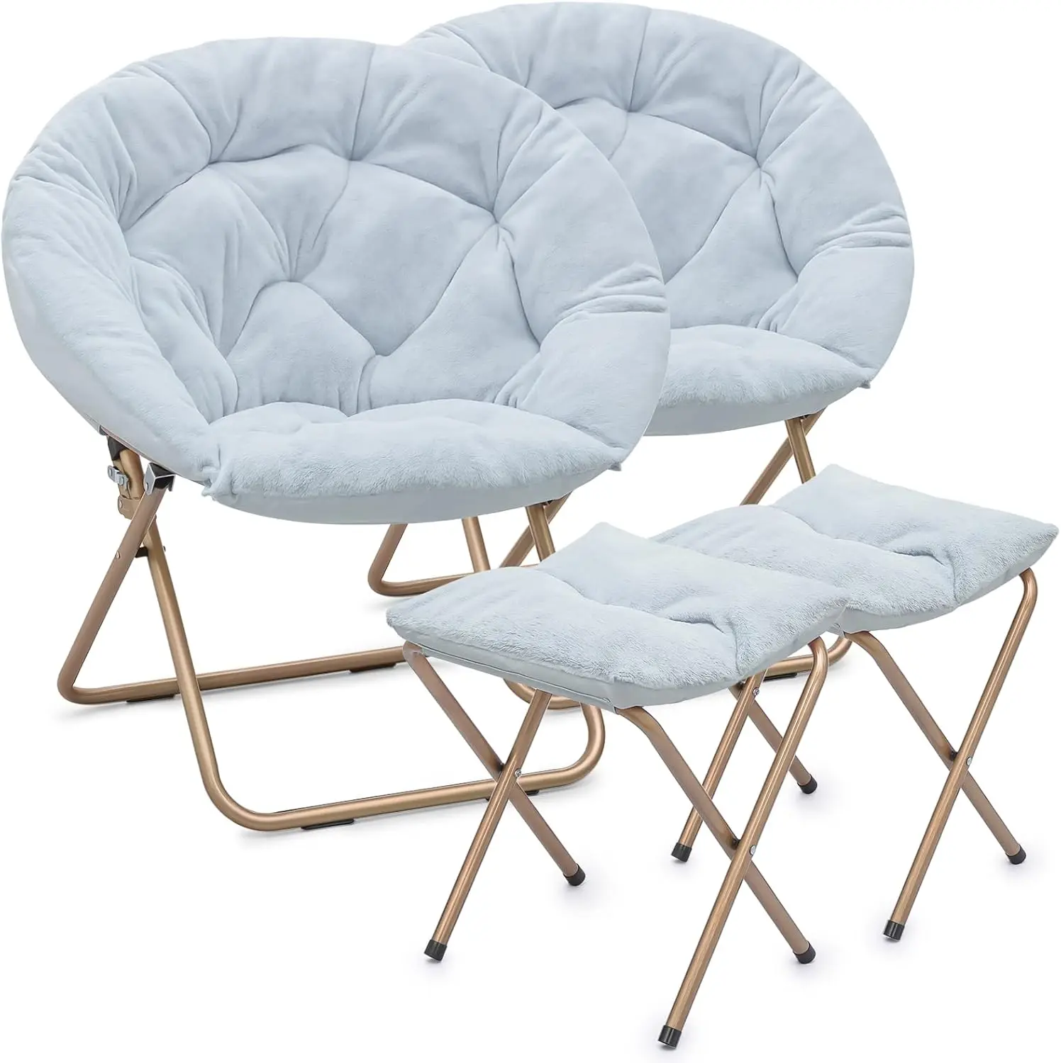 Saucer Chair With Ottoman, Oversized Folding Reading Chair For Teens Adults, Furry Cozy Seat With Gold Metal Frame & Non-Slip
Saucer Chair With Ottoman, Oversized Folding Reading Chair For Teens Adults, Furry Cozy Seat With Gold Metal Frame & Non-Slip