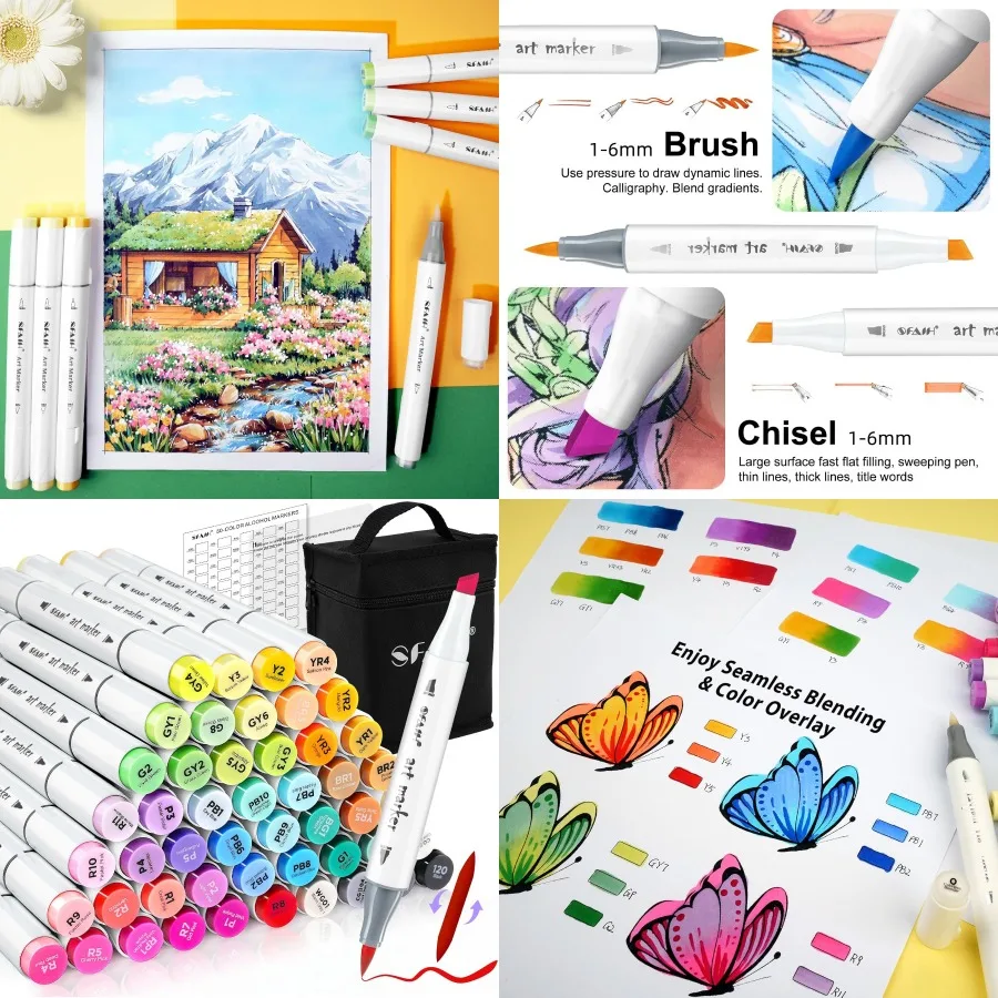 SFAIH Alcohol Markers Brush Tip Chisel Tip - 49 Colors Double Tipped Art Markers for Adult Coloring Books Illustration Gifts fo
SFAIH Alcohol Markers Brush Tip Chisel Tip - 49 Colors Double Tipped Art Markers for Adult Coloring Books Illustration Gifts fo