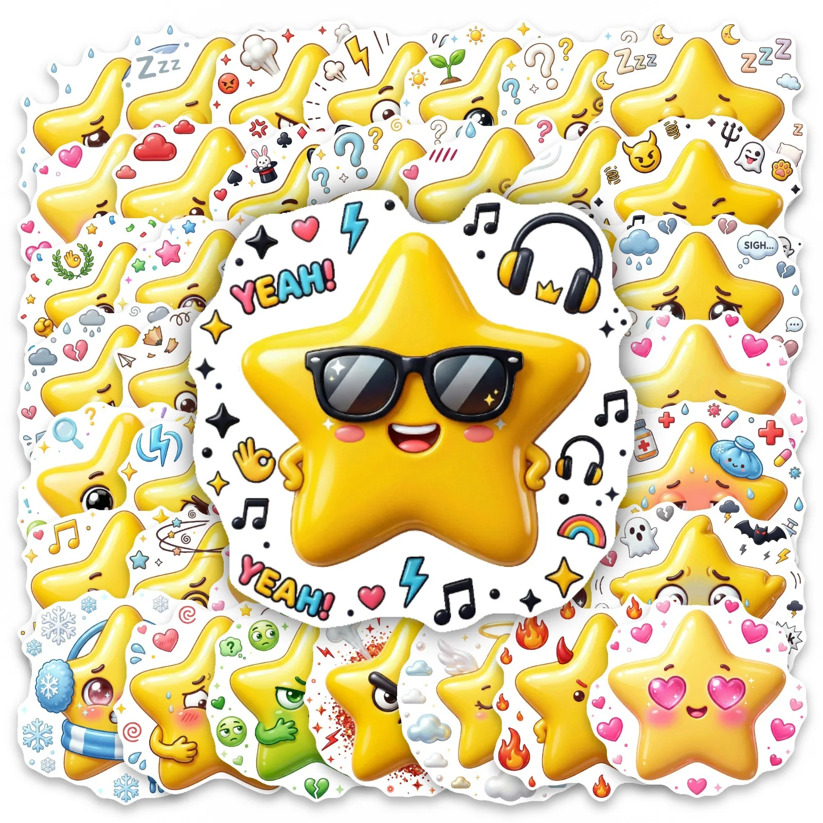 New 50 changeable star emoji stickers, cute and funny hand account decoration waterproof graffiti stickers
New 50 changeable star emoji stickers, cute and funny hand account decoration waterproof graffiti stickers