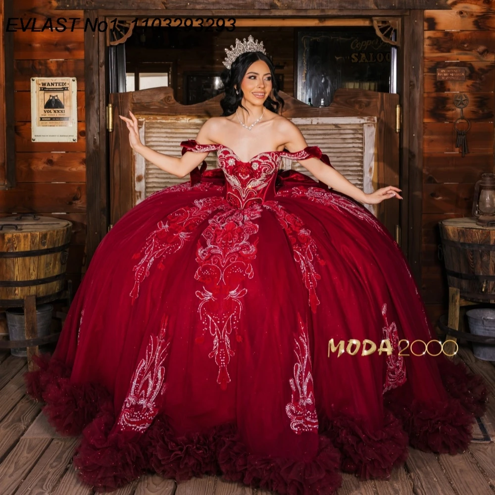 EVLAST Customized Glitter Red Quinceanera Dress Ball Gown Floral Applique Beading Corset Bow Sweet 16 Vestidos De 15 Anos AQ347
EVLAST Customized Glitter Red Quinceanera Dress Ball Gown Floral Applique Beading Corset Bow Sweet 16 Vestidos De 15 Anos AQ347