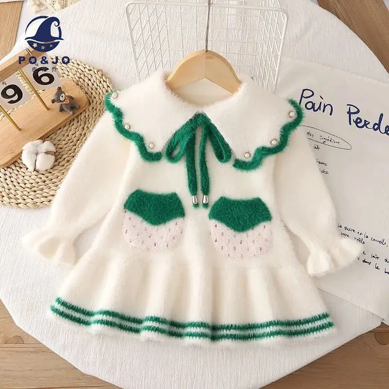 Girls' autumn and winter dress new stylish Korean version children's mink fur princess dress baby knitted dress 
Girls' autumn and winter dress new stylish Korean version children's mink fur princess dress baby knitted dress