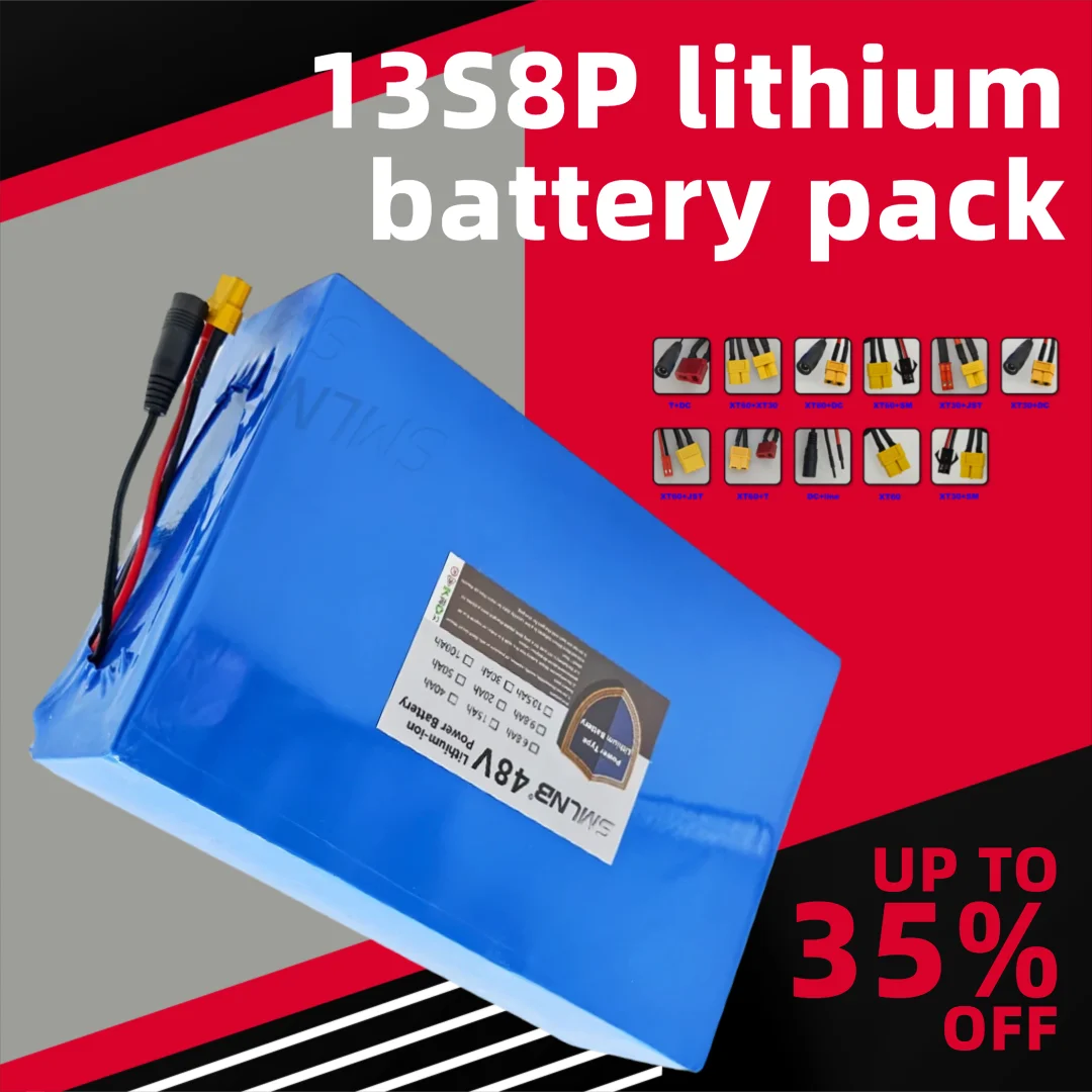 48V 13S8P 30Ah 18650 Rechargeable Li-ion Battery Pack high-power with BMS for Motorcycle, Scooter, Bicycle
48V 13S8P 30Ah 18650 Rechargeable Li-ion Battery Pack high-power with BMS for Motorcycle, Scooter, Bicycle