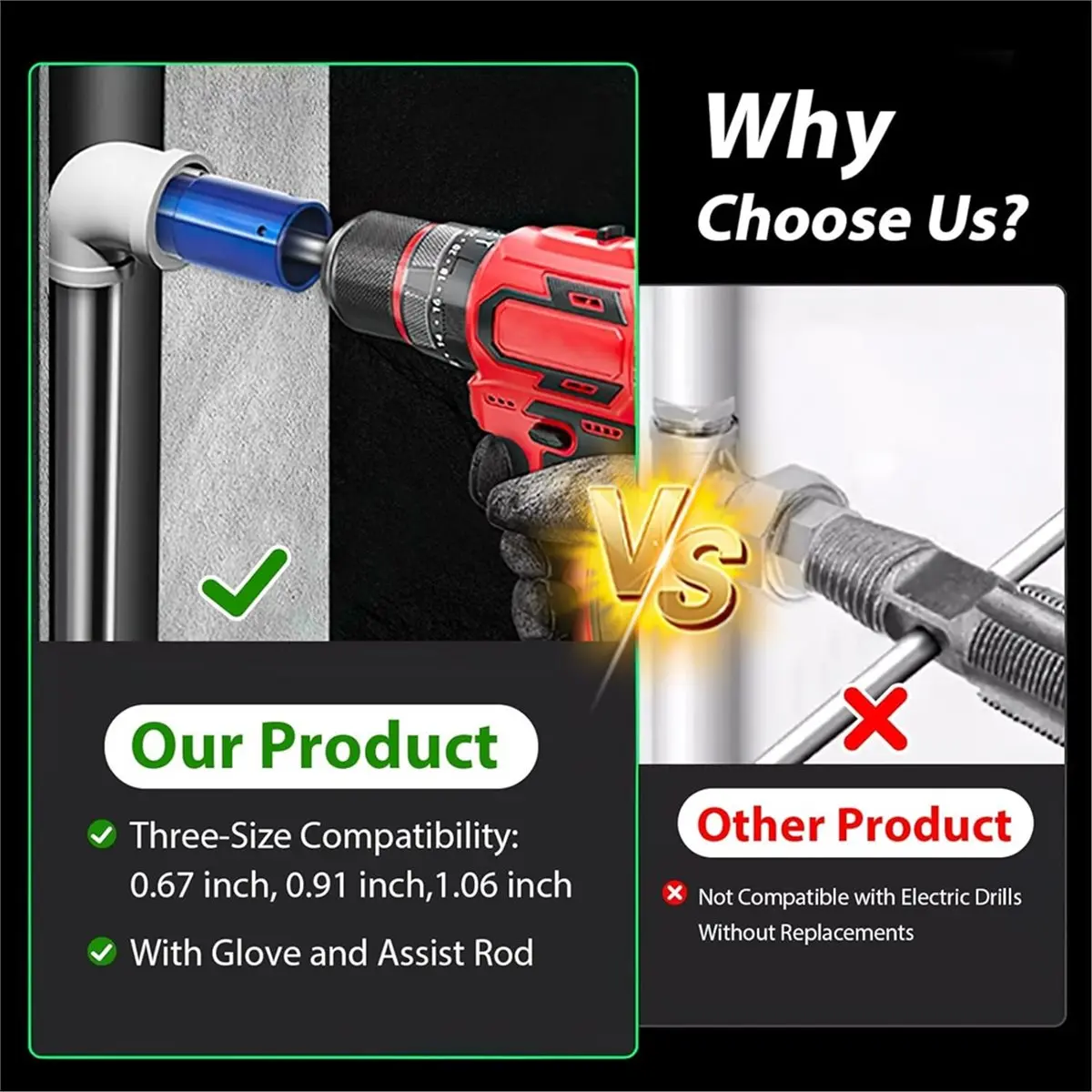 AA91 Broken Pipe & Valve Extractor Tool with Assist Rod, Glove for Electric Drill (1/2" 3/4" 1")
AA91 Broken Pipe & Valve Extractor Tool with Assist Rod, Glove for Electric Drill (1/2" 3/4" 1")