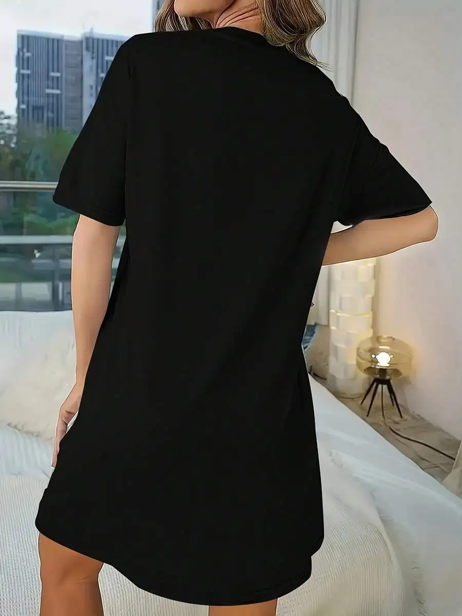 Womens Black Oversized T-Shirt Nightgown Loungewear
Womens Black Oversized T-Shirt Nightgown Loungewear