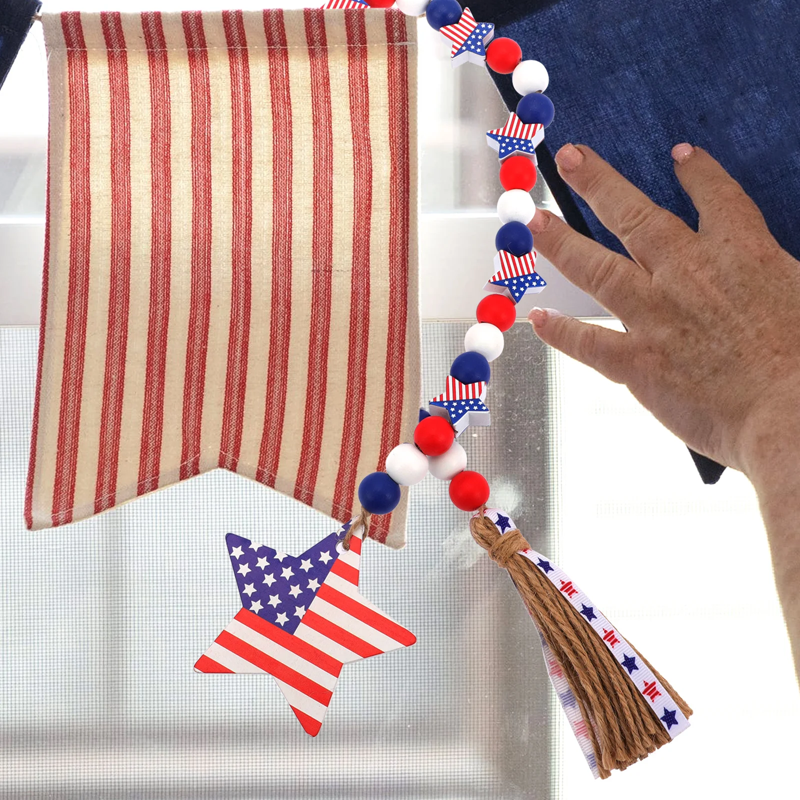 Wooden Bead Tassel Ornament Independence Day Hanging Decor Bead String Fine Craftsmanship Home Party Supply Wall Hanging
Wooden Bead Tassel Ornament Independence Day Hanging Decor Bead String Fine Craftsmanship Home Party Supply Wall Hanging