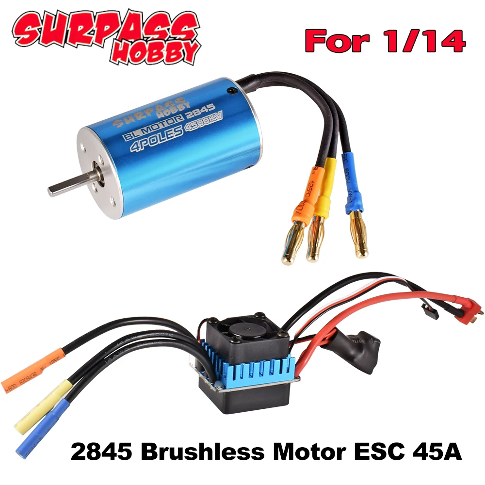 SURPASS HOBBY 2845 Brushless Motor and ESC Combo 4500KV 45A Electric Speed Controller Set for 1/14 RC Car Upgrade Parts
SURPASS HOBBY 2845 Brushless Motor and ESC Combo 4500KV 45A Electric Speed Controller Set for 1/14 RC Car Upgrade Parts