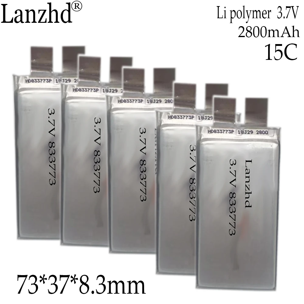 1-10pcs 833773 Li Polymer 3.7V 15C 2800mAh Battery Pack Lithium Ion Cell for 12V 24V 36V E-bike UPS Power Convertor Solar Light
1-10pcs 833773 Li Polymer 3.7V 15C 2800mAh Battery Pack Lithium Ion Cell for 12V 24V 36V E-bike UPS Power Convertor Solar Light