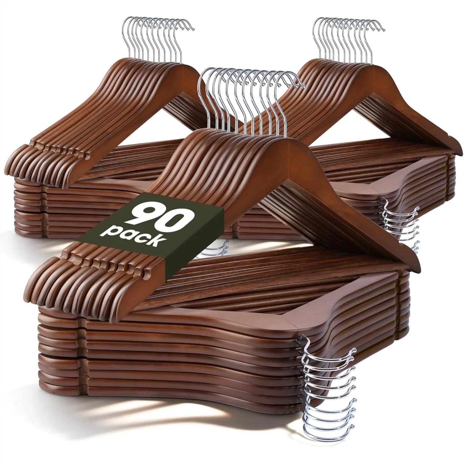 Wooden Hangers 90 Pack Heavy Duty with Pant Bar 360 Rotatable Hook for Coats Jackets Dress Pants Walnut
Wooden Hangers 90 Pack Heavy Duty with Pant Bar 360 Rotatable Hook for Coats Jackets Dress Pants Walnut