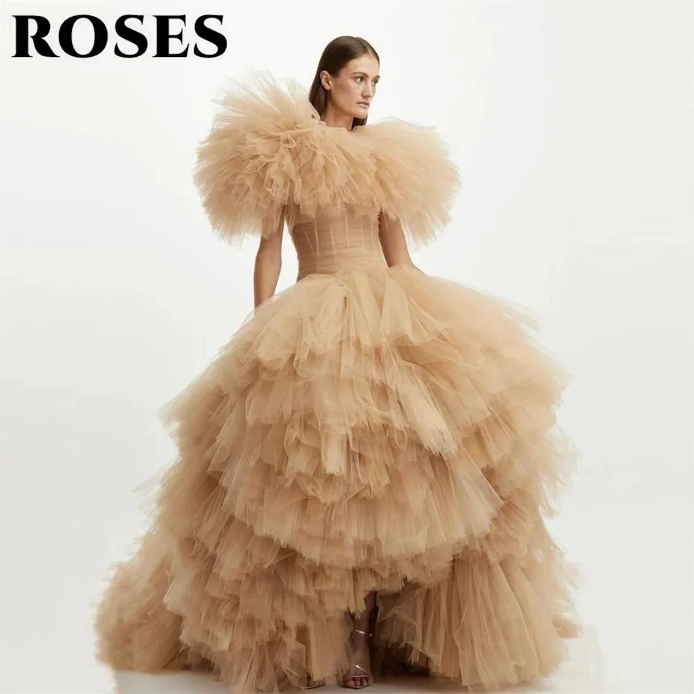 ROSES Champagne Tulle Long Party Dress A-line Vintage Tiered with Pleats Night Dress O-Neck Celebrity Dress vestidos de fiesta
ROSES Champagne Tulle Long Party Dress A-line Vintage Tiered with Pleats Night Dress O-Neck Celebrity Dress vestidos de fiesta