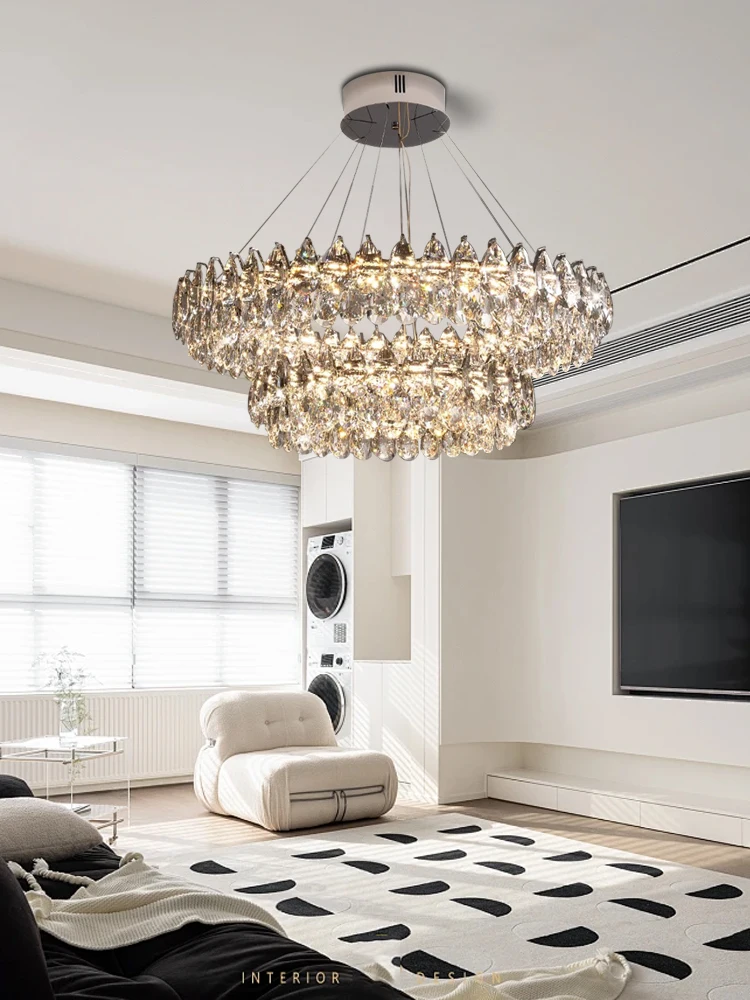 Luxury Chrome K9 Crystal Ceiling Chandeliers Stainless Steel Round Hanging Lamp Designer Vintage Hanglamp over Living Room
Luxury Chrome K9 Crystal Ceiling Chandeliers Stainless Steel Round Hanging Lamp Designer Vintage Hanglamp over Living Room
