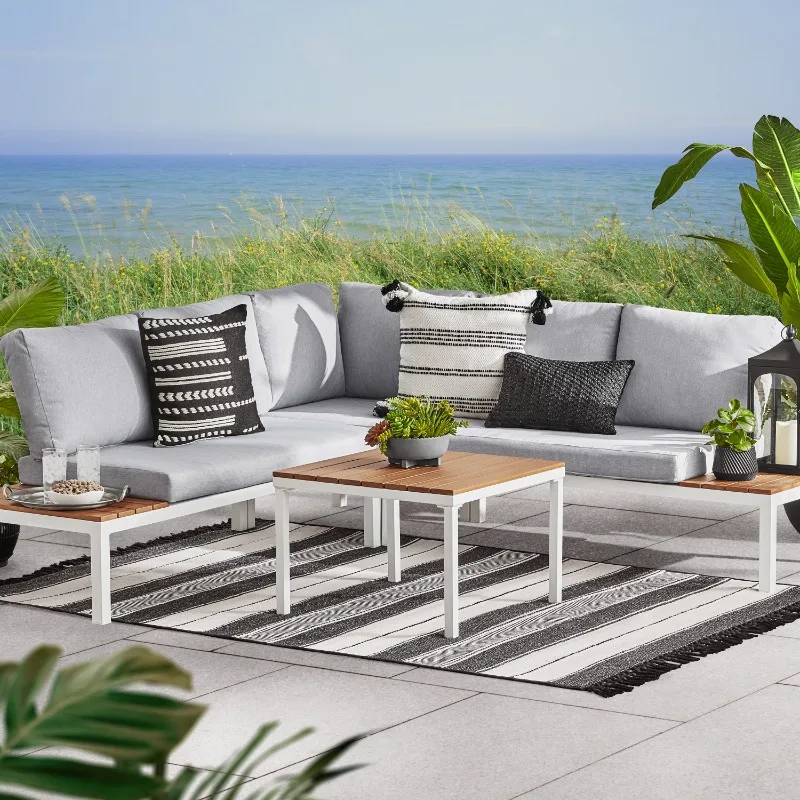 Mainstays Oakleigh 4-Piece Outdoor Chaise Sectional Set with Table, Seats 5, White
Mainstays Oakleigh 4-Piece Outdoor Chaise Sectional Set with Table, Seats 5, White