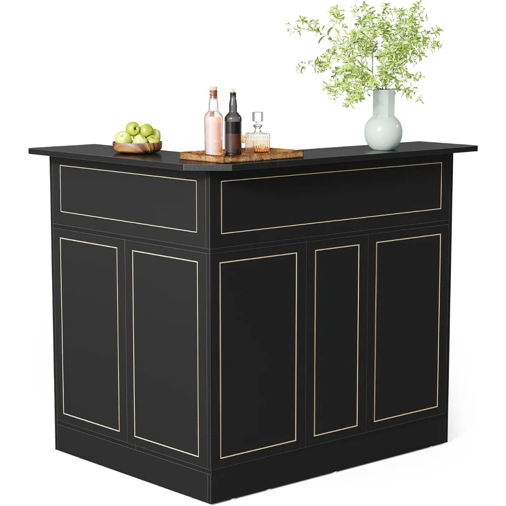 Black Bar Cabinet, 4-Tier Home Mini Bar Cabinet with Stemware Rack, Freestanding Wooden Storage Cabinet, Modern L-Shaped Liquor
Black Bar Cabinet, 4-Tier Home Mini Bar Cabinet with Stemware Rack, Freestanding Wooden Storage Cabinet, Modern L-Shaped Liquor