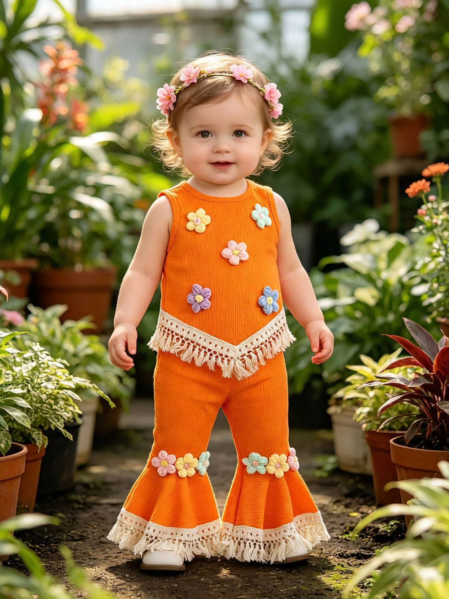 Set for Baby Girls Knitted Three-dimensional Flower Vest Tassel Vest Flared Pants Set Sleeveless
Set for Baby Girls Knitted Three-dimensional Flower Vest Tassel Vest Flared Pants Set Sleeveless