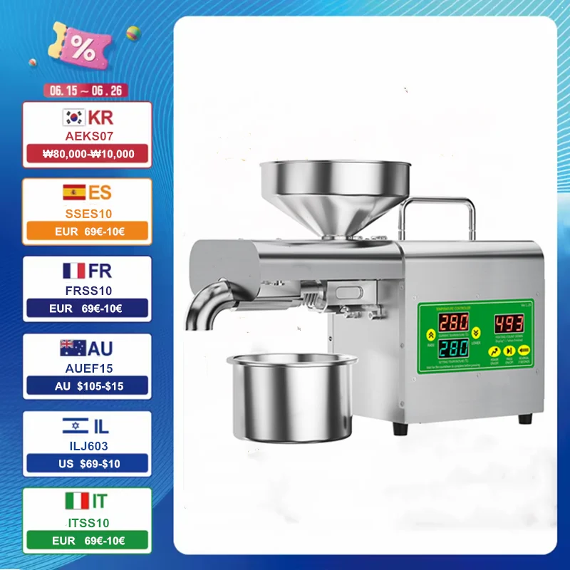 X3S 600W Intelligent Oil Press Machine 220V 110V Stainless Steel Cold And Hot Press 20+ Oil Seeds Real-Time Temperature Control
X3S 600W Intelligent Oil Press Machine 220V 110V Stainless Steel Cold And Hot Press 20+ Oil Seeds Real-Time Temperature Control