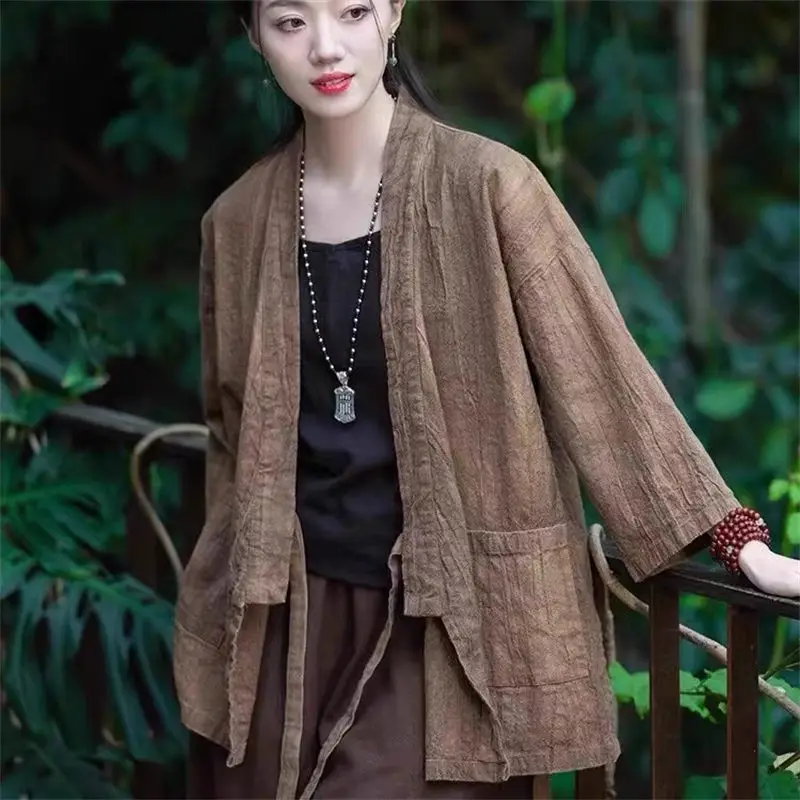 Retro Chinese Style Retro Lace Up Zen Top For Spring And Autumn 2025 New Pleated Improved Hanfu Ramie Jacket Trend Shirt a698
Retro Chinese Style Retro Lace Up Zen Top For Spring And Autumn 2025 New Pleated Improved Hanfu Ramie Jacket Trend Shirt a698
