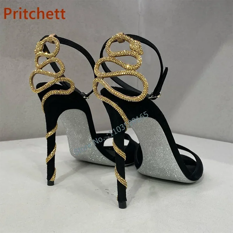 Snake Cross Peep Toe Stiletto Sandals Buckle Strap High Heel Dress Shoes Solid Slingback Runway Shoes Summer Sexy Fashion Luxury
Snake Cross Peep Toe Stiletto Sandals Buckle Strap High Heel Dress Shoes Solid Slingback Runway Shoes Summer Sexy Fashion Luxury
