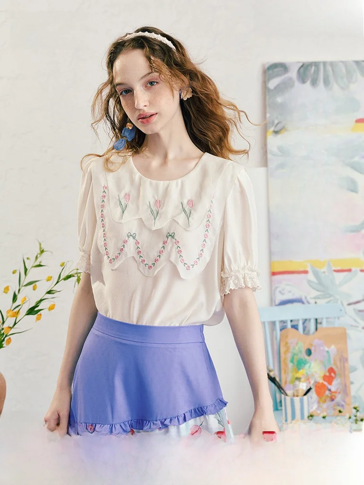 Новинка: Женская летняя блузка Sweet Sle с двойным воротником, рукавами-фонариками и вышивкой тюльпанов, повседневный стиль
Новинка: Женская летняя блузка Sweet Sle с двойным воротником, рукавами-фонариками и вышивкой тюльпанов, повседневный стиль