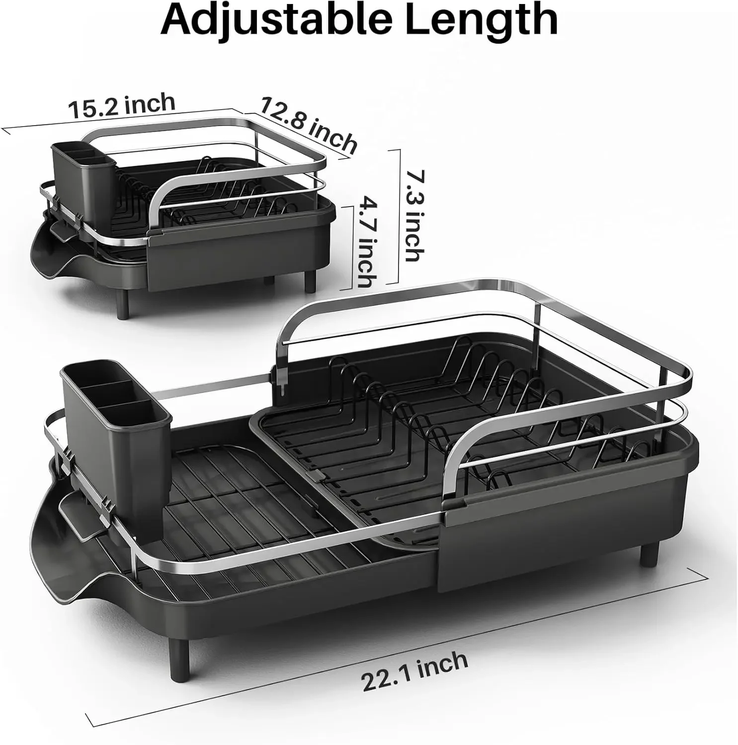 High-Sided Dish Drying Rack, Expandable Stainless Steel Dish Rack for Kitchen Counter, Protects Plates & Glasses, Drainboard Set with Utensil Holder
High-Sided Dish Drying Rack, Expandable Stainless Steel Dish Rack for Kitchen Counter, Protects Plates & Glasses, Drainboard Set with Utensil Holder