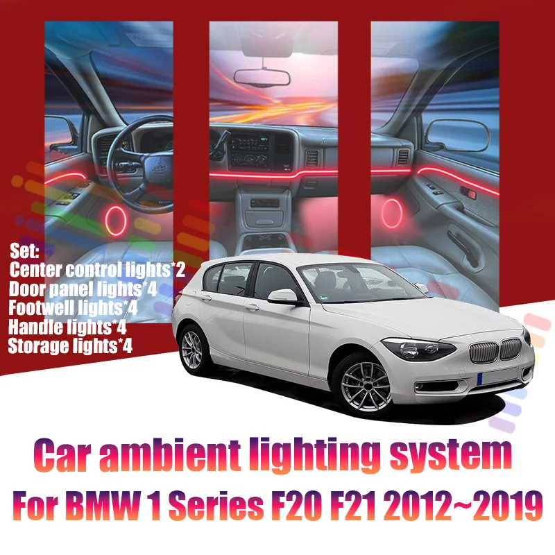 Для BMW 1 серии F20 F21 2012~2019: Светодиодные лампы для создания атмосферы в салоне, цветные неоновые полосы, 64 RGB-цвета.
Для BMW 1 серии F20 F21 2012~2019: Светодиодные лампы для создания атмосферы в салоне, цветные неоновые полосы, 64 RGB-цвета.