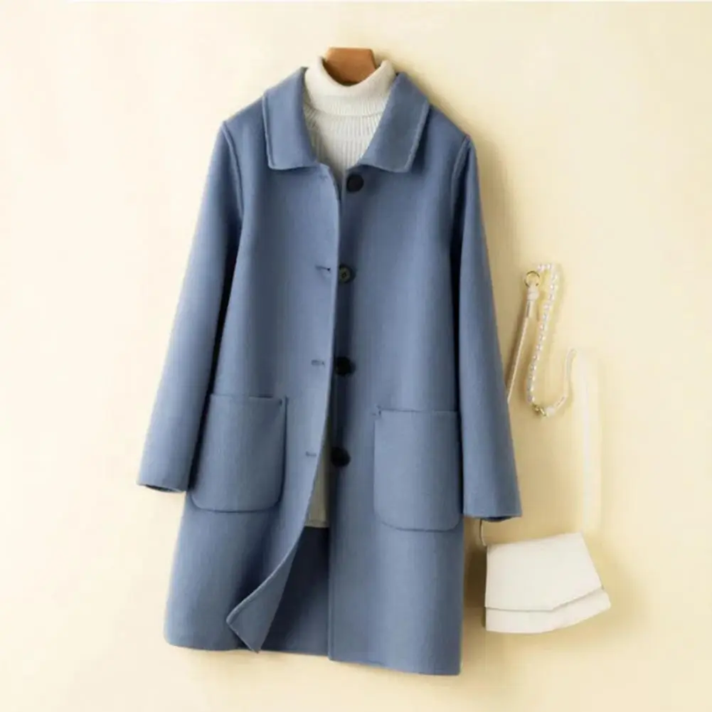 Warm Jacket Elegant Women's Winter Coat with Turn-down Collar Single-breasted Design Mid Length Overcoat Stylish for Work
Warm Jacket Elegant Women's Winter Coat with Turn-down Collar Single-breasted Design Mid Length Overcoat Stylish for Work