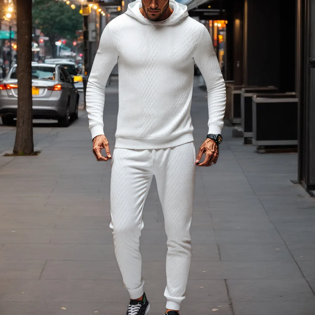 Spring and Autumn Loose Casual Sports Long-sleeved Trousers Jacquard Hooded Sweatshirt Suit
Spring and Autumn Loose Casual Sports Long-sleeved Trousers Jacquard Hooded Sweatshirt Suit