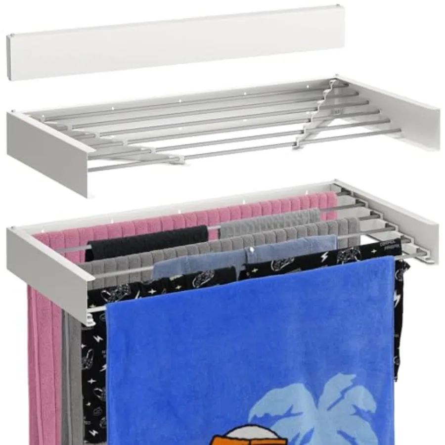 Wall Mounted Laundry Drying Rack for Clothes Made in Europe with Patented Foldable Design for Maximum Space-Saving Efficiency C
Wall Mounted Laundry Drying Rack for Clothes Made in Europe with Patented Foldable Design for Maximum Space-Saving Efficiency C