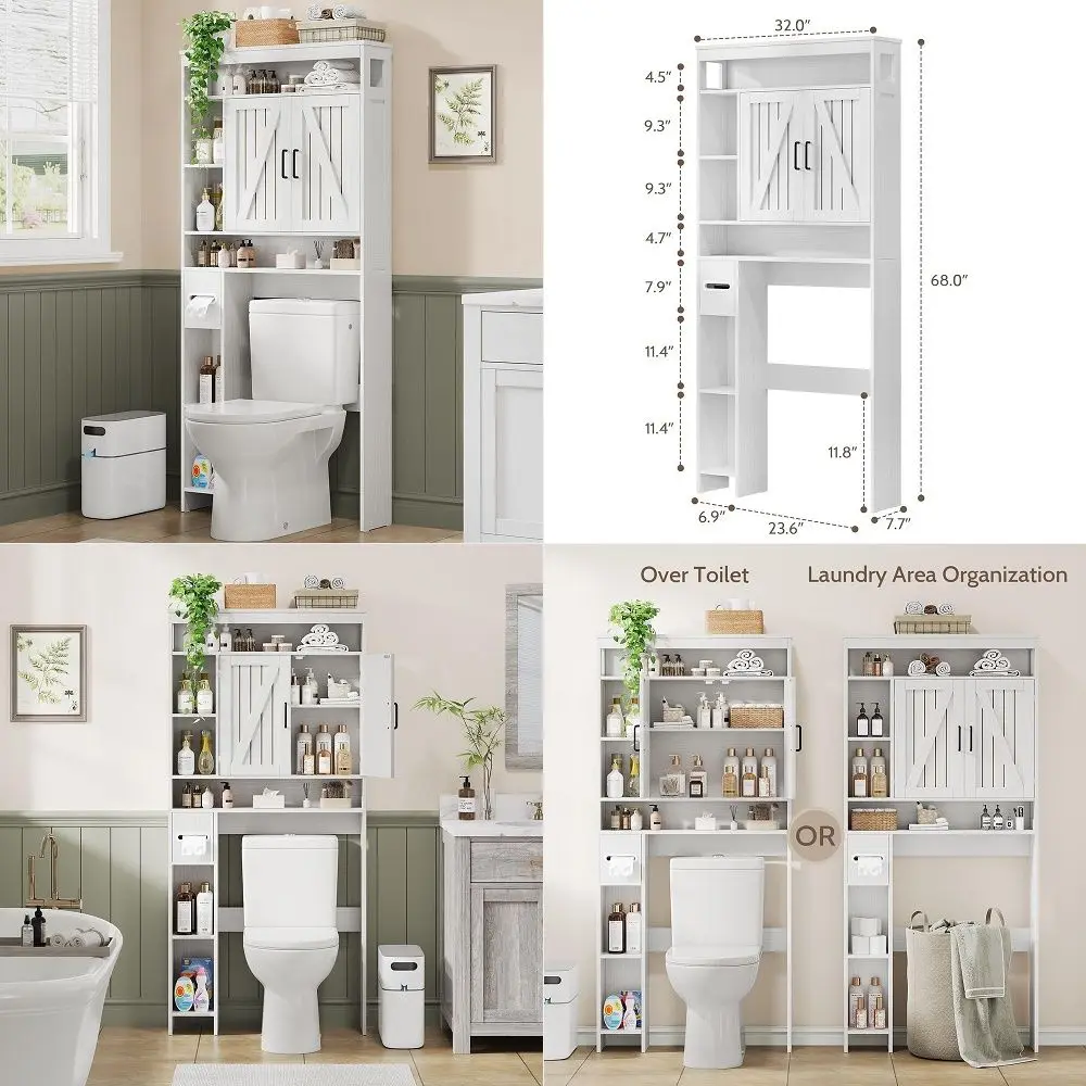 The Toilet Storage Cabinet with 2 Barn Doors amp Builtin Toilet Paper Holder, Farmhouse SpaceSaving Organizer for Bathrooms and
The Toilet Storage Cabinet with 2 Barn Doors amp Builtin Toilet Paper Holder, Farmhouse SpaceSaving Organizer for Bathrooms and