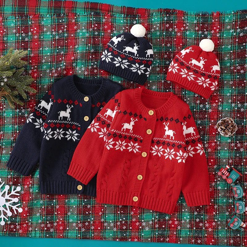 Christmas Newborn Baby Sweaters Clothes Winter Casual Button Up Knit Infant Kids Boys Girls Christmas Knit Jackets Coats +Hat
Christmas Newborn Baby Sweaters Clothes Winter Casual Button Up Knit Infant Kids Boys Girls Christmas Knit Jackets Coats +Hat