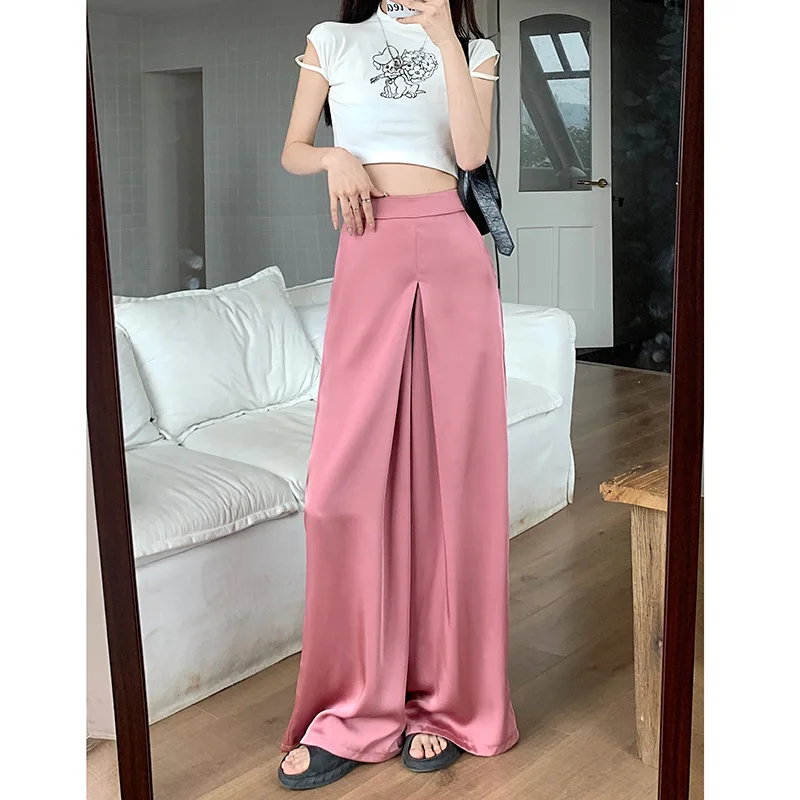Fashion Satin White Wide Leg Pants Women's Spring Summer and Autumn New Styles High Waisted Straight Leg Pants Are Super Pants
Fashion Satin White Wide Leg Pants Women's Spring Summer and Autumn New Styles High Waisted Straight Leg Pants Are Super Pants
