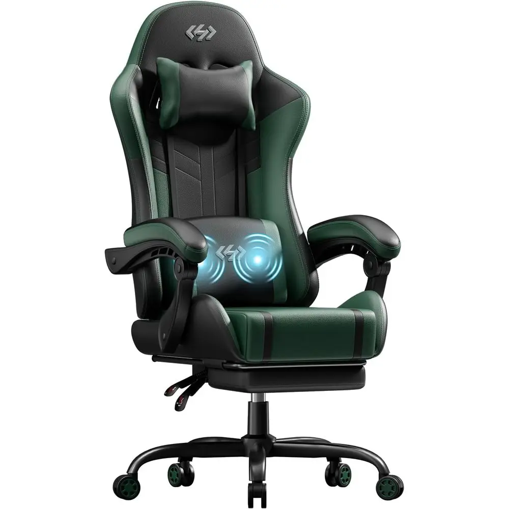 Ergonomic Swivel Gaming Chair with Lumbar Massage, PU Leather Seat for Adults - Home/Office Use (Black & Green)
Ergonomic Swivel Gaming Chair with Lumbar Massage, PU Leather Seat for Adults - Home/Office Use (Black & Green)