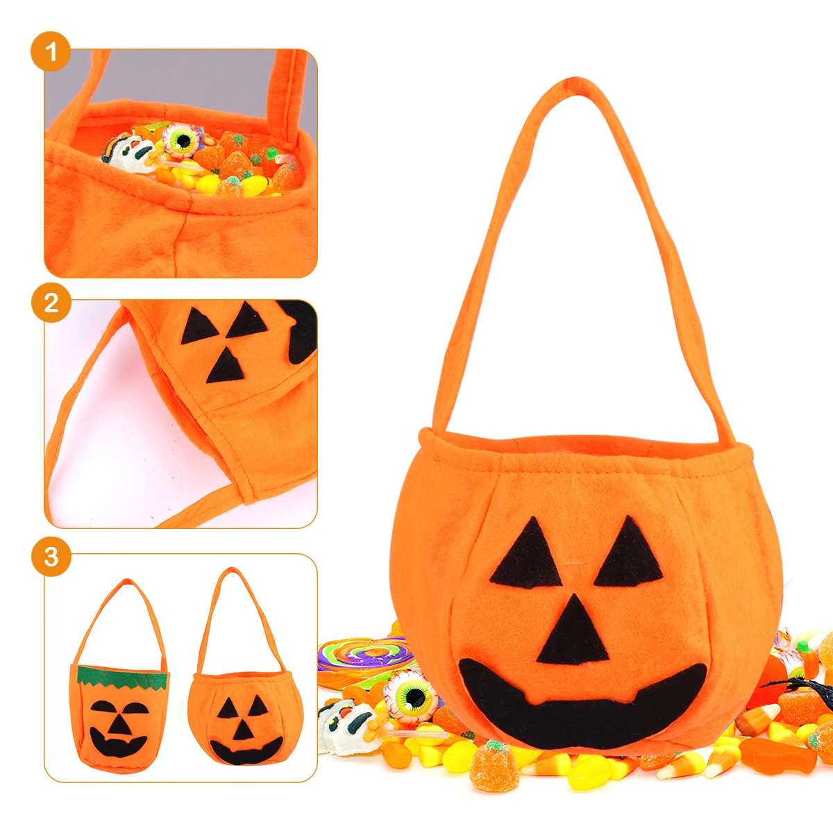 2 Pcs Halloween Tote Pumpkin Bag Felt Fabric Candy Container Trick Treat Large Volume Kids Gift Sack Durable Prop Storage
2 Pcs Halloween Tote Pumpkin Bag Felt Fabric Candy Container Trick Treat Large Volume Kids Gift Sack Durable Prop Storage