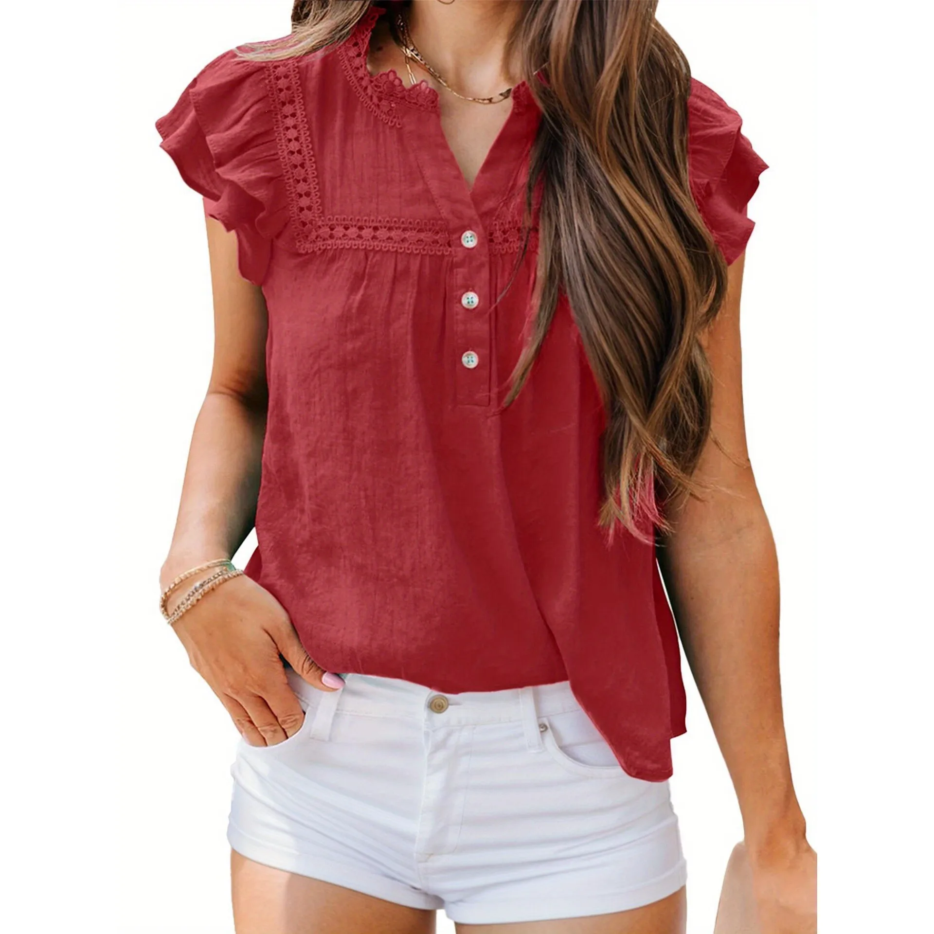 Summer Lace Trim Shirt Women's Princess Sleeve Blouse Fashionable Unisex Resistant to Deformation Spring 2026 Collection
Summer Lace Trim Shirt Women's Princess Sleeve Blouse Fashionable Unisex Resistant to Deformation Spring 2026 Collection
