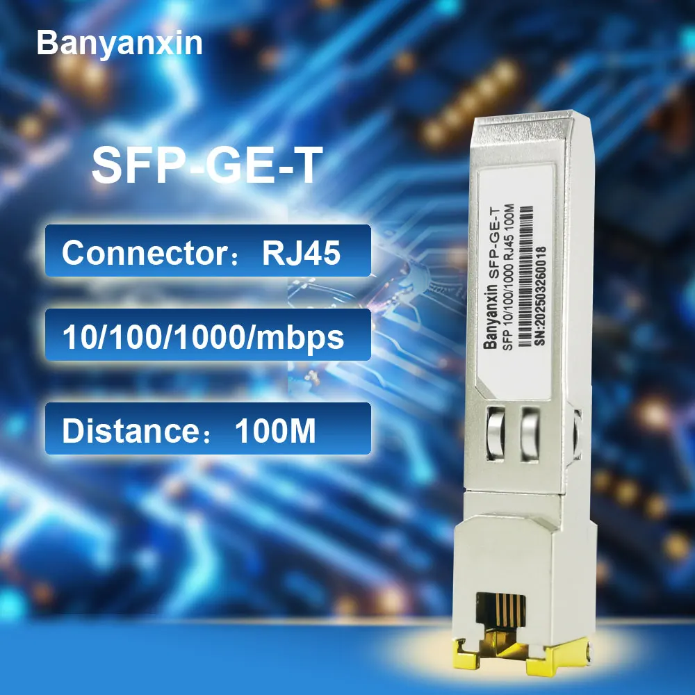 Gigabit Ethernet SFP Fiber Module,1000/100/10M,With Copper Switch Connector RJ45, Compatible with Cisco/Mikrotik
Gigabit Ethernet SFP Fiber Module,1000/100/10M,With Copper Switch Connector RJ45, Compatible with Cisco/Mikrotik