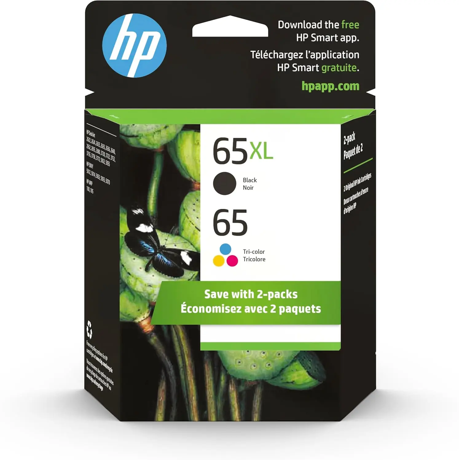 Original 65 Tri-Color and Black Ink Cartridges (2-pack) for HP DeskJet, Envy Series Printers | Instant Ink Eligible
Original 65 Tri-Color and Black Ink Cartridges (2-pack) for HP DeskJet, Envy Series Printers | Instant Ink Eligible