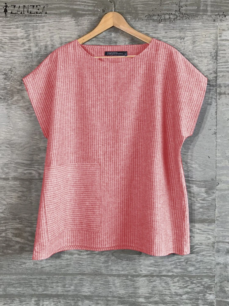 ZANZEA, повседневные Blusas Mujer с короткими рукавами, лето 2024, повседневные полосатые блузки с накладными карманами и круглым вырезом, женские рубашки, топы
ZANZEA, повседневные Blusas Mujer с короткими рукавами, лето 2024, повседневные полосатые блузки с накладными карманами и круглым вырезом, женские рубашки, топы