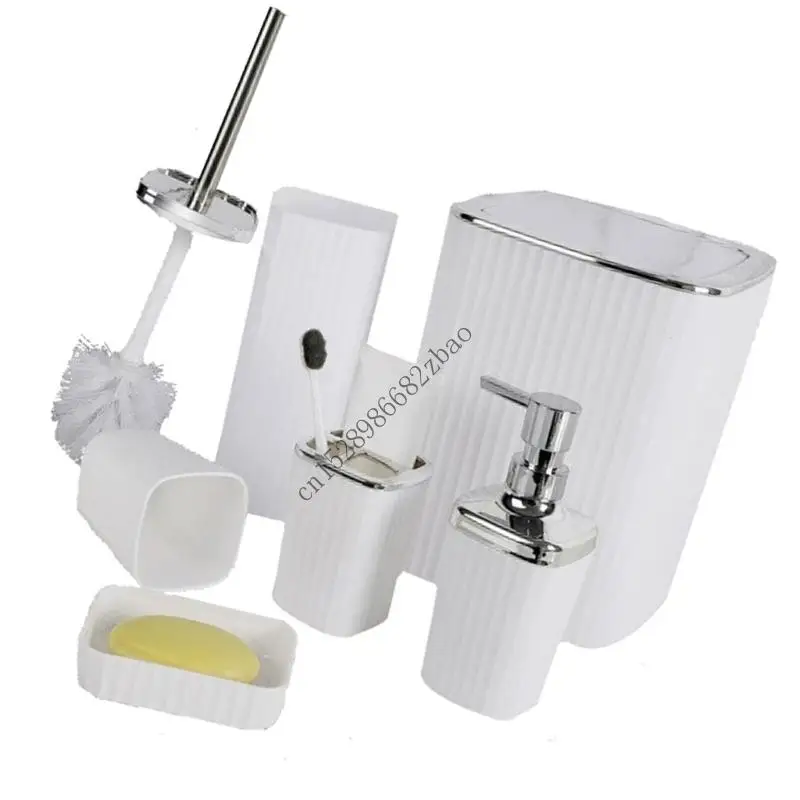 H7EA 6Piece Bathroom Set Durability Construction Includes Liquid Hand Soap Dispenser
H7EA 6Piece Bathroom Set Durability Construction Includes Liquid Hand Soap Dispenser