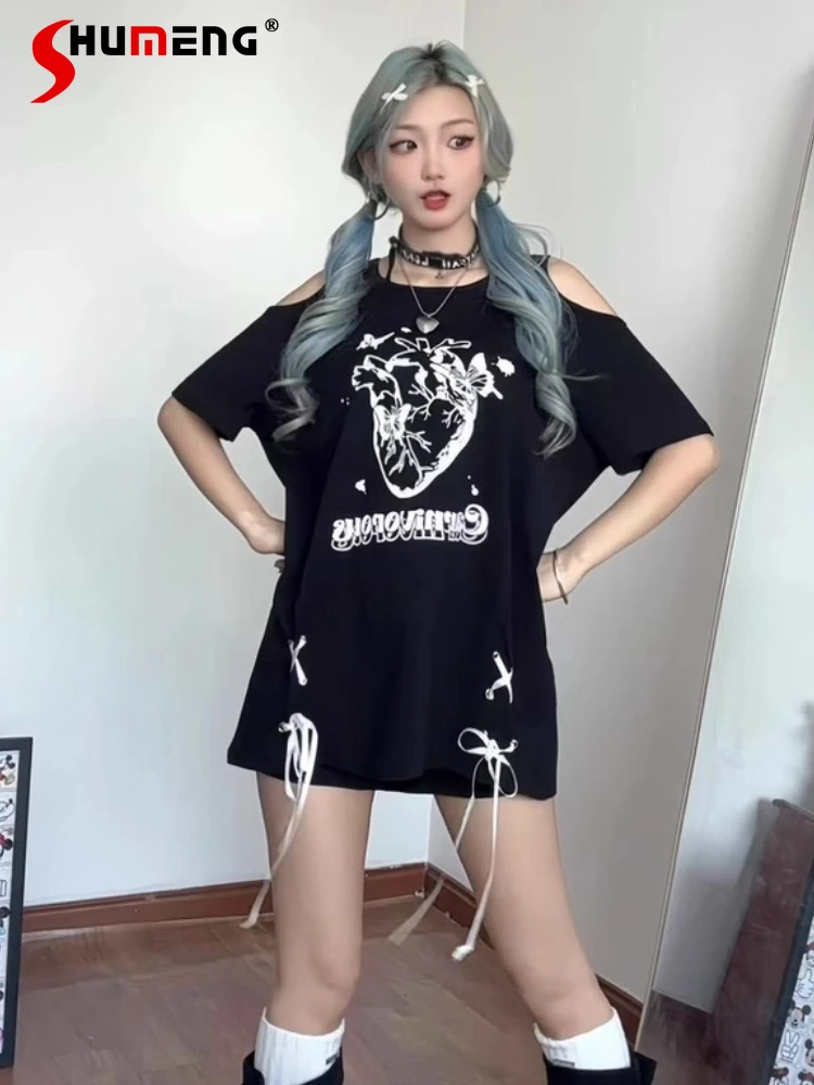 Japanese Subculture Sweet Cool Y2K Top Lace-up Bow Off-Shoulder Short Sleeve Loose Casual Versatile T-Shirts Tops Women Summer
Japanese Subculture Sweet Cool Y2K Top Lace-up Bow Off-Shoulder Short Sleeve Loose Casual Versatile T-Shirts Tops Women Summer