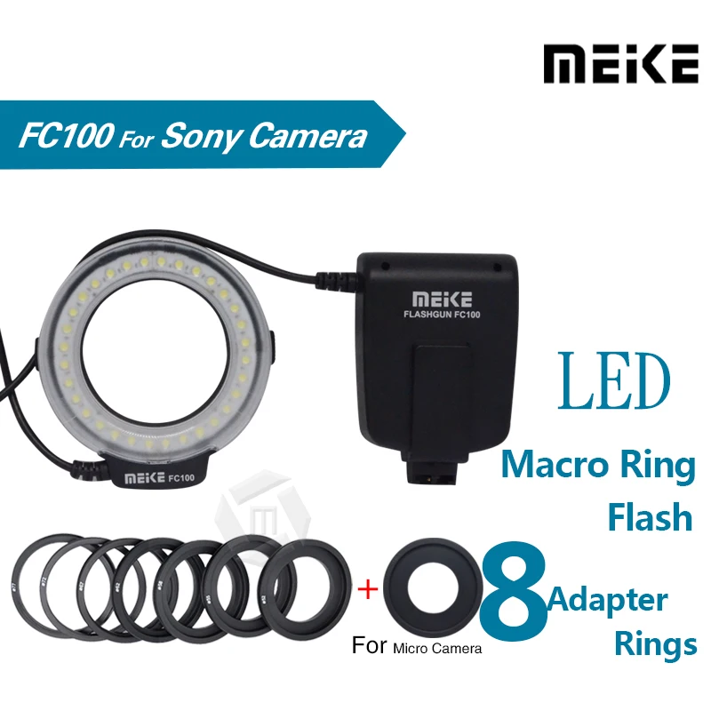 Meike FC-100 LED Macro Ring Flash light for Nikon Canon Olympus Fujifilm Pentax Camera
Meike FC-100 LED Macro Ring Flash light for Nikon Canon Olympus Fujifilm Pentax Camera